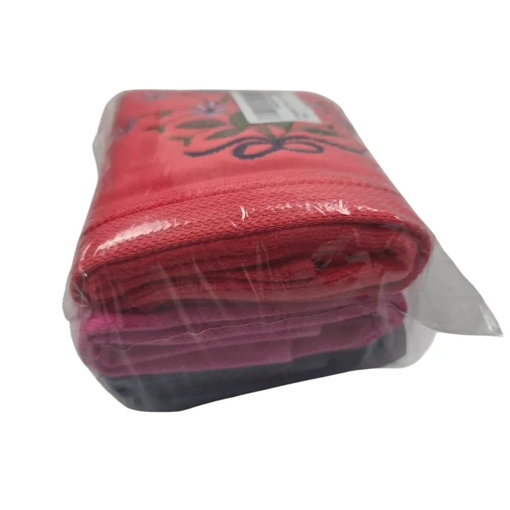Georgiabags 100% Cotton Embroidered Hand Towels Set Of 3 NIP